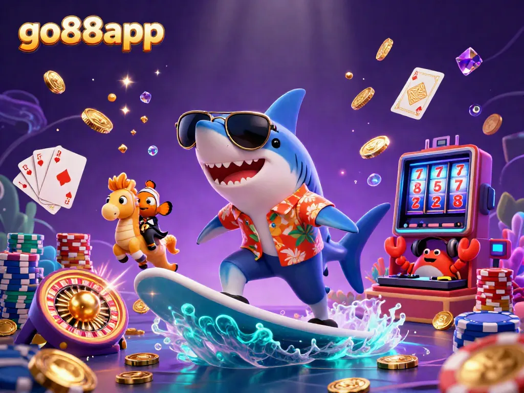 Experience thrilling wins with go88app through a vibrant casino adventure illustration.