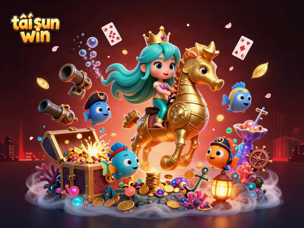 Experience thrilling gameplay with tải sun win in this vibrant underwater scene featuring a mermaid and seahorse adventure.