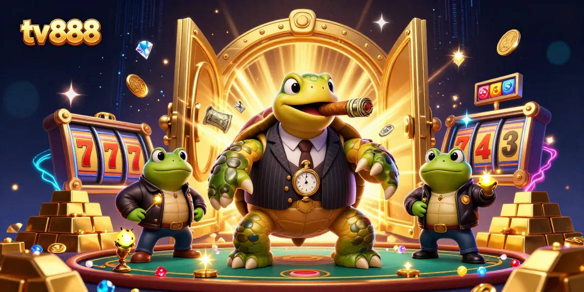 Play and win with tv888, surrounded by action-packed casino fun and vibrant characters.