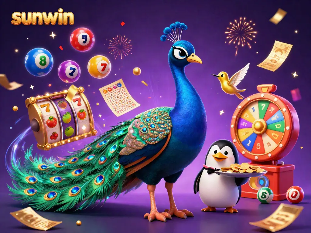 Experience thrilling gameplay with sunwin, featuring dynamic slot reels and vibrant characters in a high-stakes atmosphere.