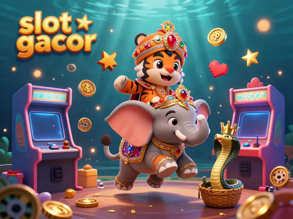 Experience the thrill of slot gacor as a jeweled elephant symbolizes jackpot opportunities among gaming elements.