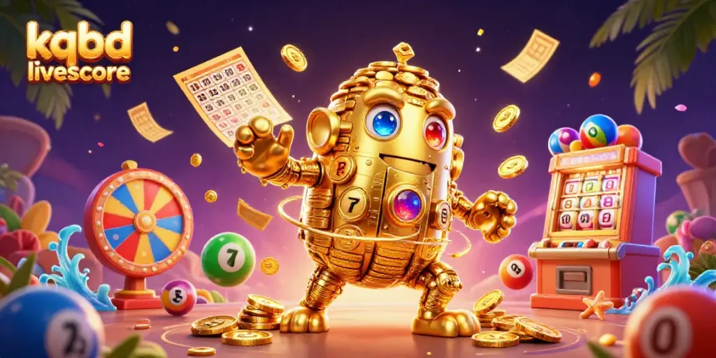 Experience thrilling kqbd livescore with vibrant visuals of a golden golem amidst lively casino elements.